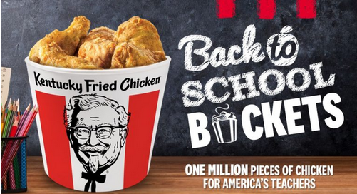BlessinBackpack's tweet photo. Shout out to our amazing partner @kfc who is supporting teachers as they go back to school. https://t.co/HaEo4D168B #KFCback2school https://t.co/0FsXfmsNTS