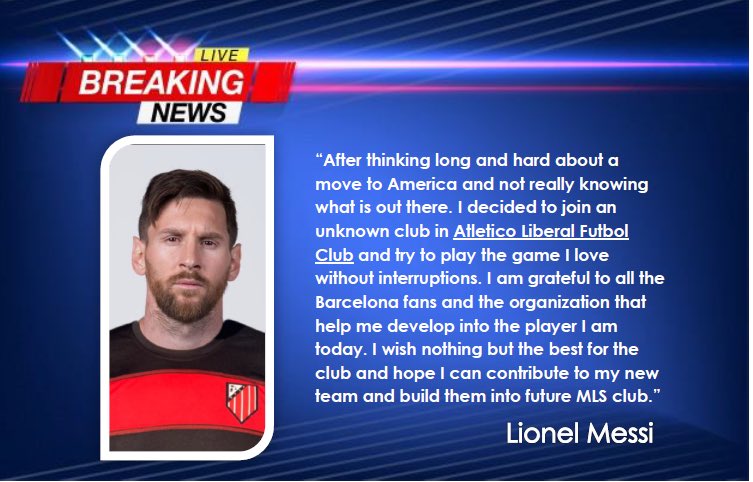 Eweissel's tweet photo. Love this #TransferNews  #messiOUT #MessiToCity  #Kansas great addition to the club #WhoIsAtleticoLiberal https://t.co/31kAlXKFQW