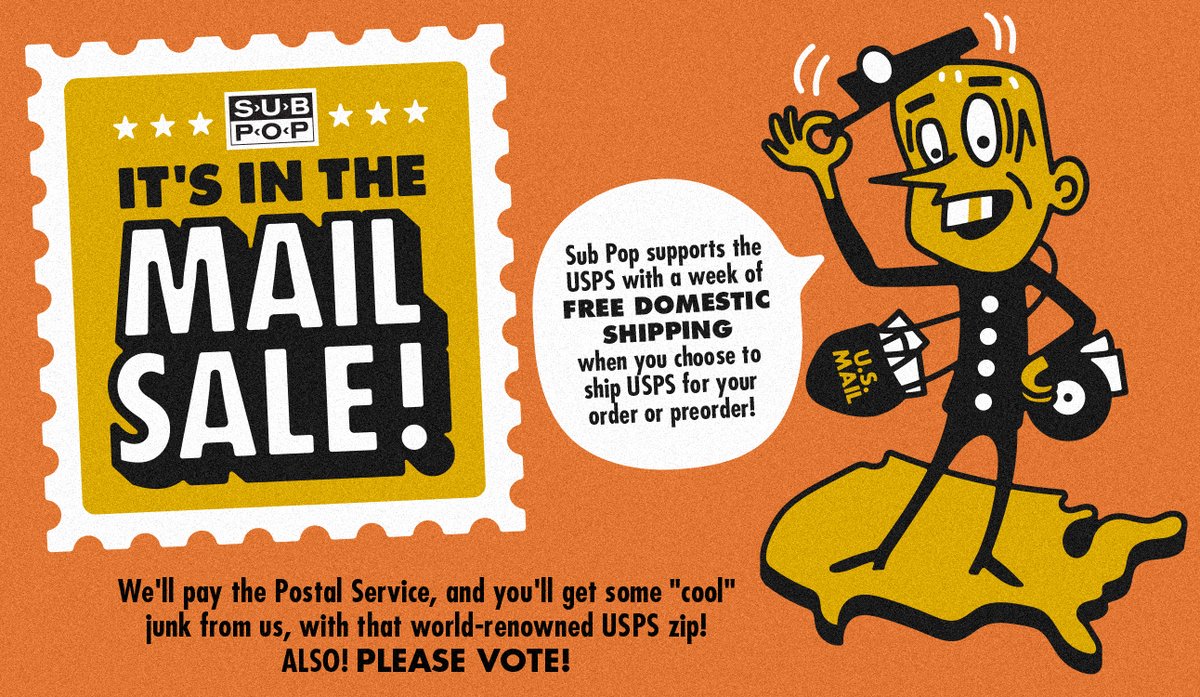 Sub Pop Records While We Can T Donate To Usps Direct Donations Are Prohibited By Law We Can Do Our Part Sub Pop Is Covering Usps Domestic Shipping On All Mega