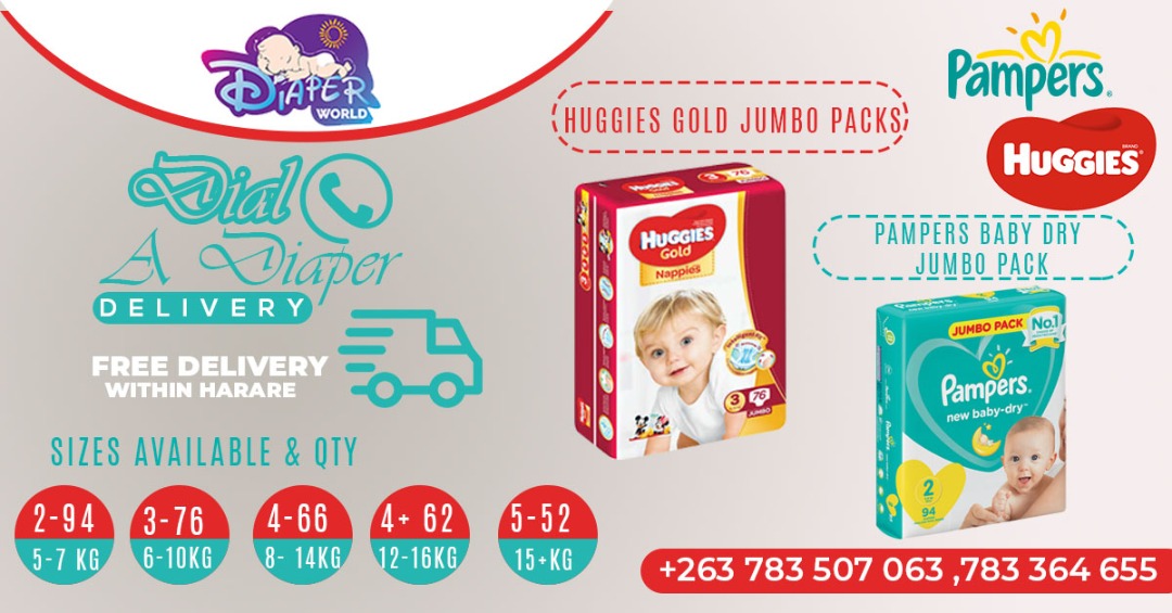 Enterprise263's tweet photo. RT @DiaperZw Dial A Diaper Delivery &amp; get your diapers right at your door step. To order call 0783507063. Free delivery available within Harare.
#DialADiaperDelivery
#FreeDelivery
#huggies
#pampers https://t.co/uoCCjro2cH

#Enterprise263 #SupportLocalZW