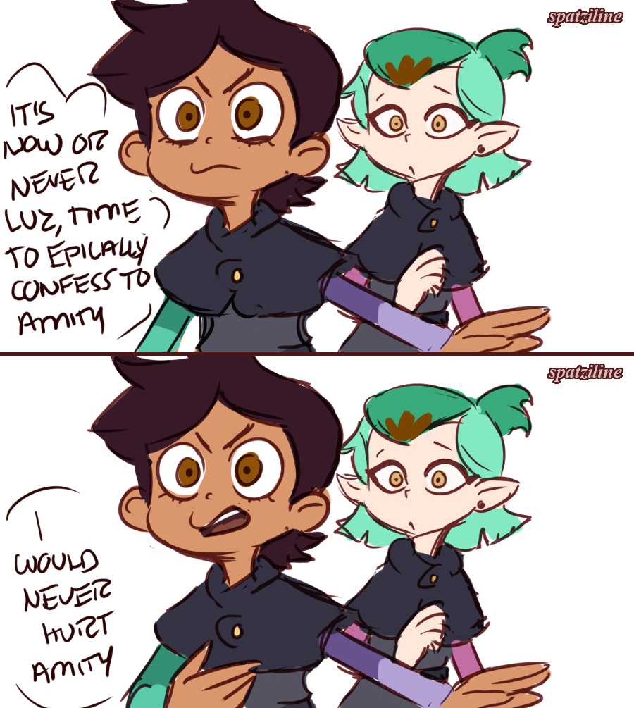 CONFESSION TIME
HC: Luz speaks only in Spanish when she's nervous 

This sounded better in my head... quick comic to practice!
#toh #TheOwlHouse #lumity 