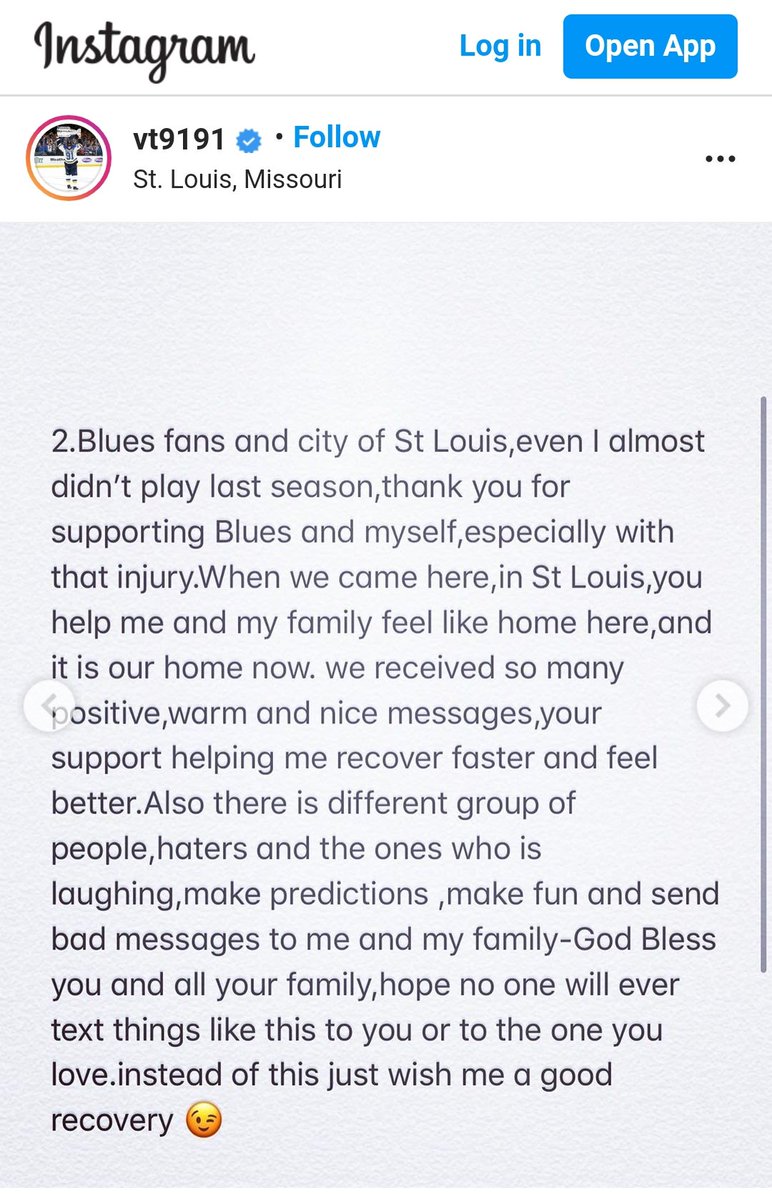 lkorac10's tweet photo. Vladimir Tarasenko posted this message on his Instagram ... #stlblues https://t.co/SsFKyTOTcd