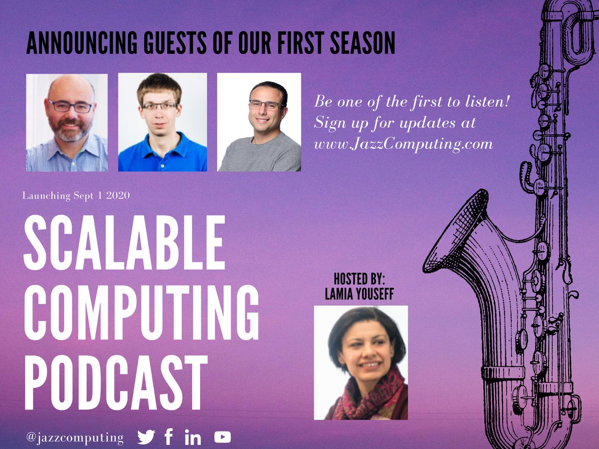 JazzComputing's tweet image. We are excited to welcome the first guests to the Scalable Computing podcast. Stay tuned and sign up for updates at jazzcomputing.com. Coming to you on Sept 1st, 2020.
#podcast #innovation #ai #machinelearning #scalability #cloudcomputing #kubenetes #Spark  #mlflow