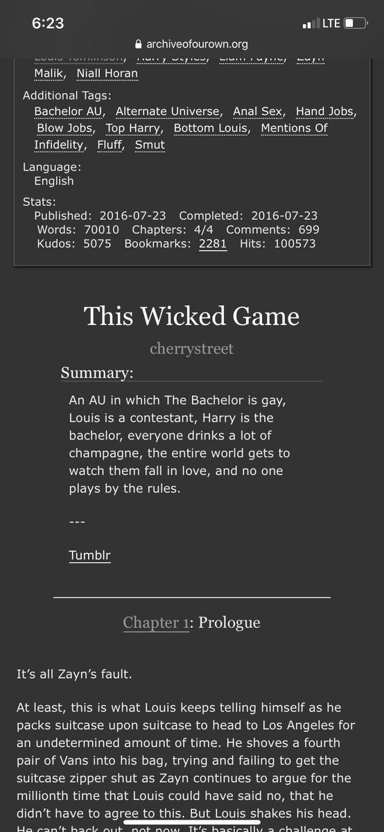 26. “the wicked game” by @/ cherrystreet : this was so cute i love this author, def give it a try :)  https://archiveofourown.org/works/756...