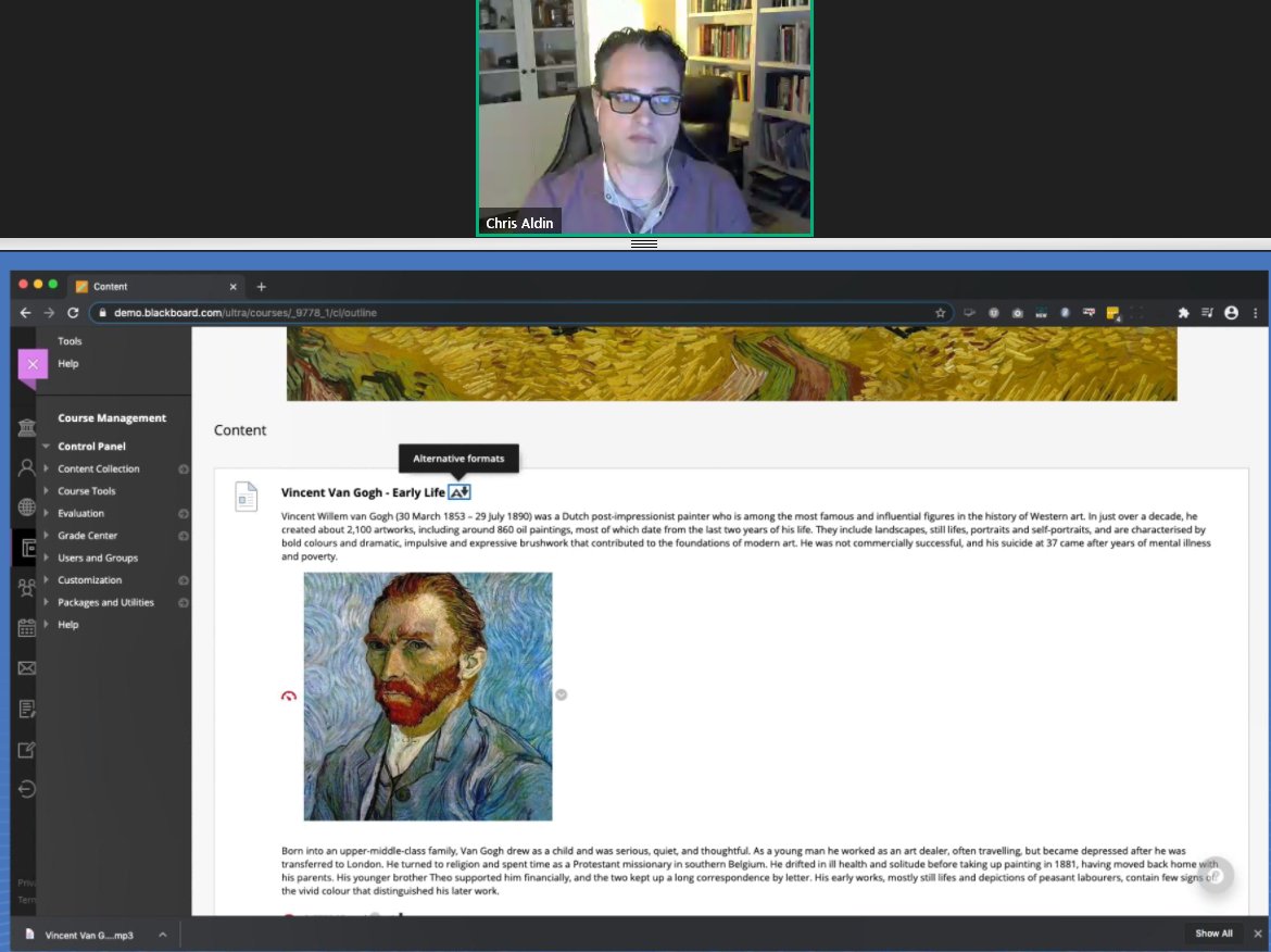 wentale's tweet image. Getting a #BbAlly Roadmap from @ChrisTweetsAX during #TLCAPAC. Getting a mp3 alternative version of the content written in the LMS is fantastic. Looking forward to instructor feedback and live scores while editing. #a11y #accessible #online content.