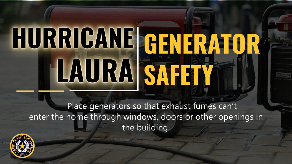 #HurricaneLaura could produce damaging winds in the Houston area, which could lead to the loss of power. If you are going to use a generator, make sure you use it safety. Place the generator far away from your home or garage so deadly exhaust fumes don't enter the home.