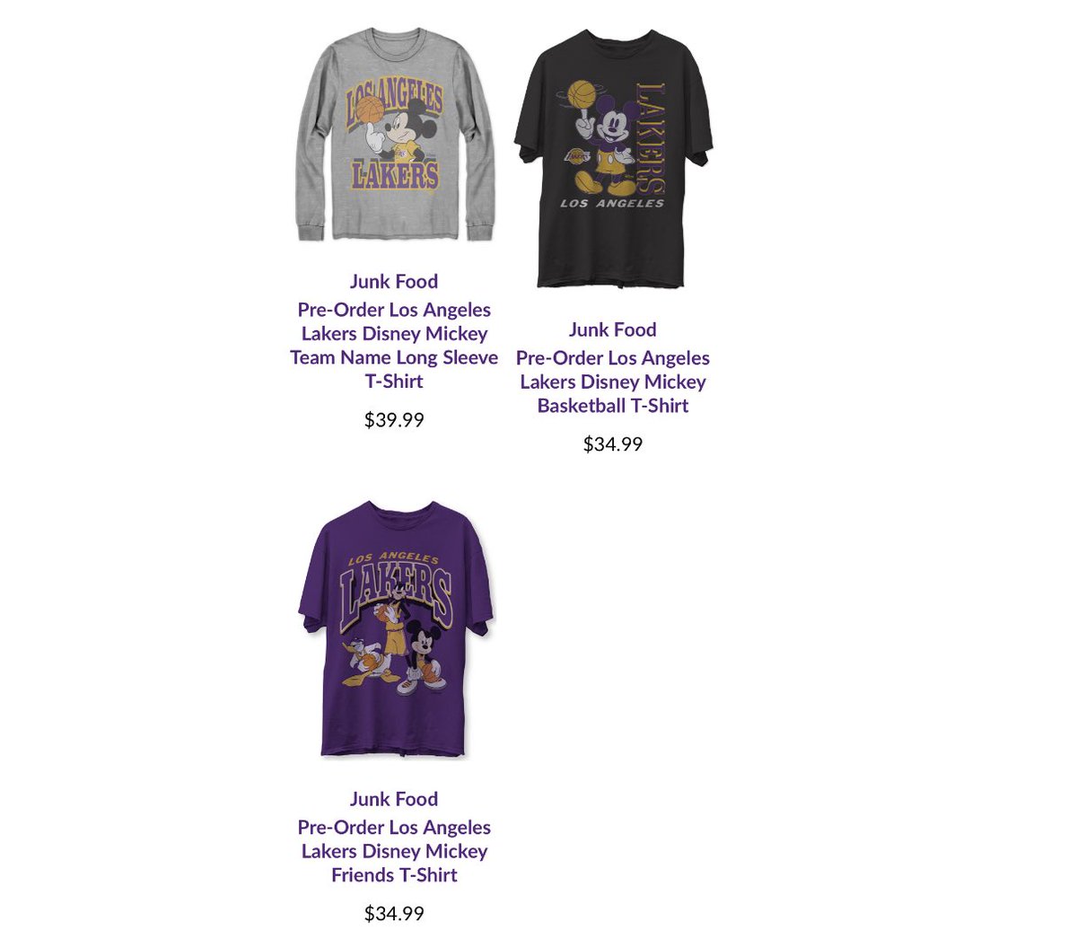 Snkr Twitr On Twitter Junk Food X Los Angeles Lakers X Disney Mickey Tees On Lakersstore Https T Co Gcnzmhpv4a Ad