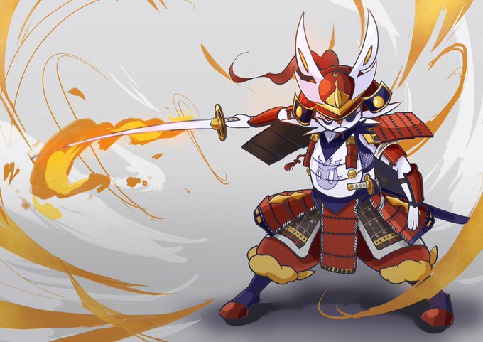 和テイストポケモン エースバーン 鎧武者 和のイメージはないけど ほら耳の形が 二角 ニッカド のイラスト 和テイストポケモン エースバーン 鎧武者 和のイメージはないけど ほら耳の形が 二角 ニッカド のイラスト