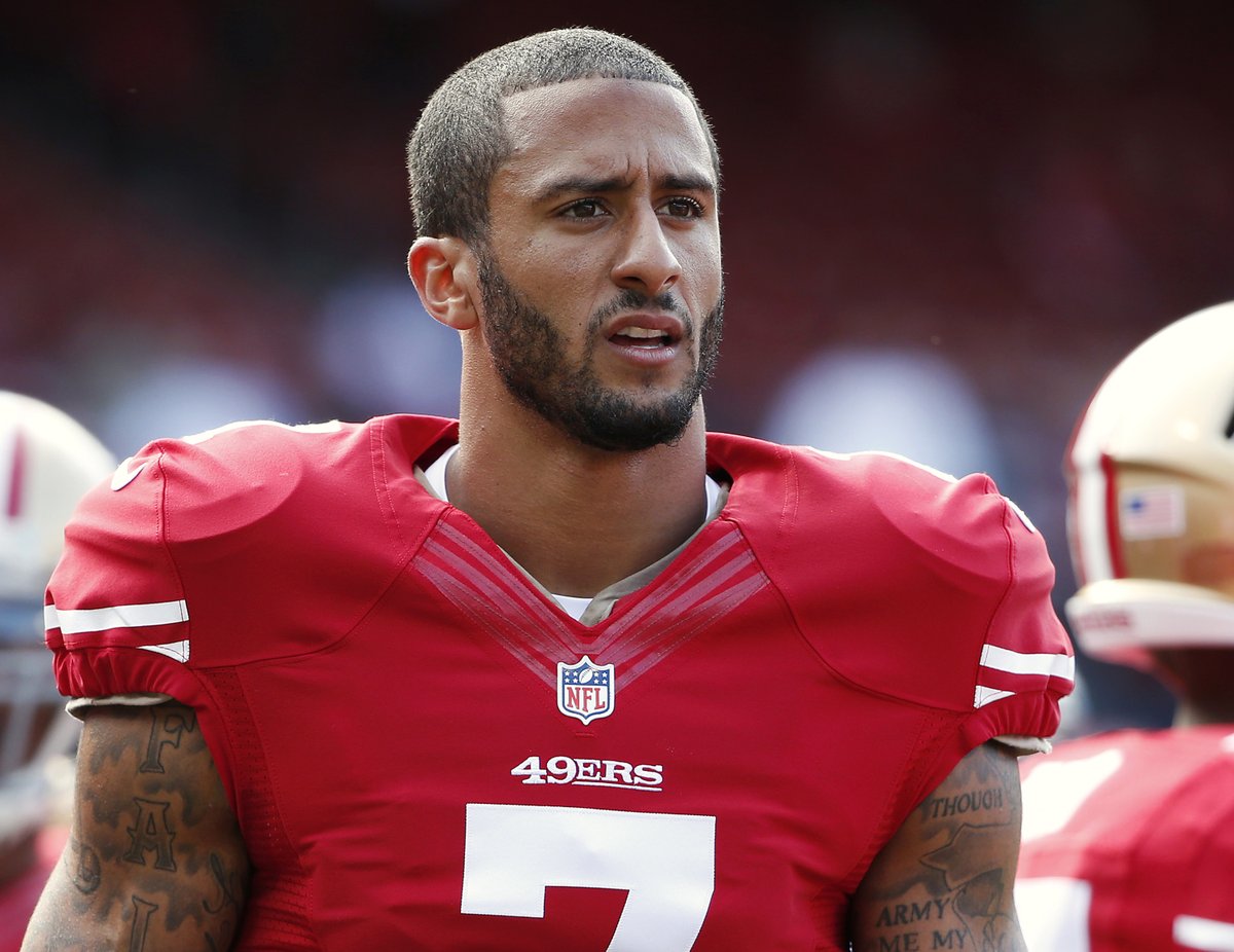 Ex-NFL player Colin Kaepernick was one of the first athletes in a U.S. sports league to protest for #blm by sitting out during the national anthem at a preseason game 4 years ago today. 

He has remained unsigned since the 2016 season.

The NFL banned protests until 2 month ago.