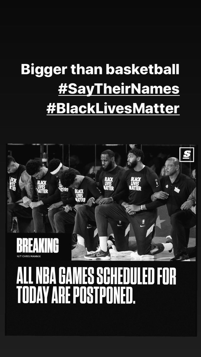 As much as I was looking forward to watching my #Lakers play tonight, this is #BiggerThanBasketball #SayTheirNames #BlackLivesMatter