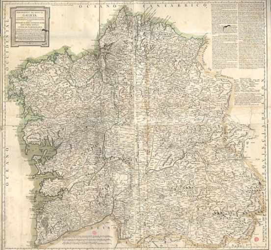 CCivicaCatalana's tweet photo. Este es uno de los mapas detallados más antiguos que se conservan de #Galicia, con los topónimos que se usaban en aquella época: "La Coruña", "Orense", "Bayona", "Sangenjo", "Tuy", etc. 

El mapa es de 1784, un poco antes de Franco.

https://t.co/MbPm0vFITQ https://t.co/HaJbQceiRf