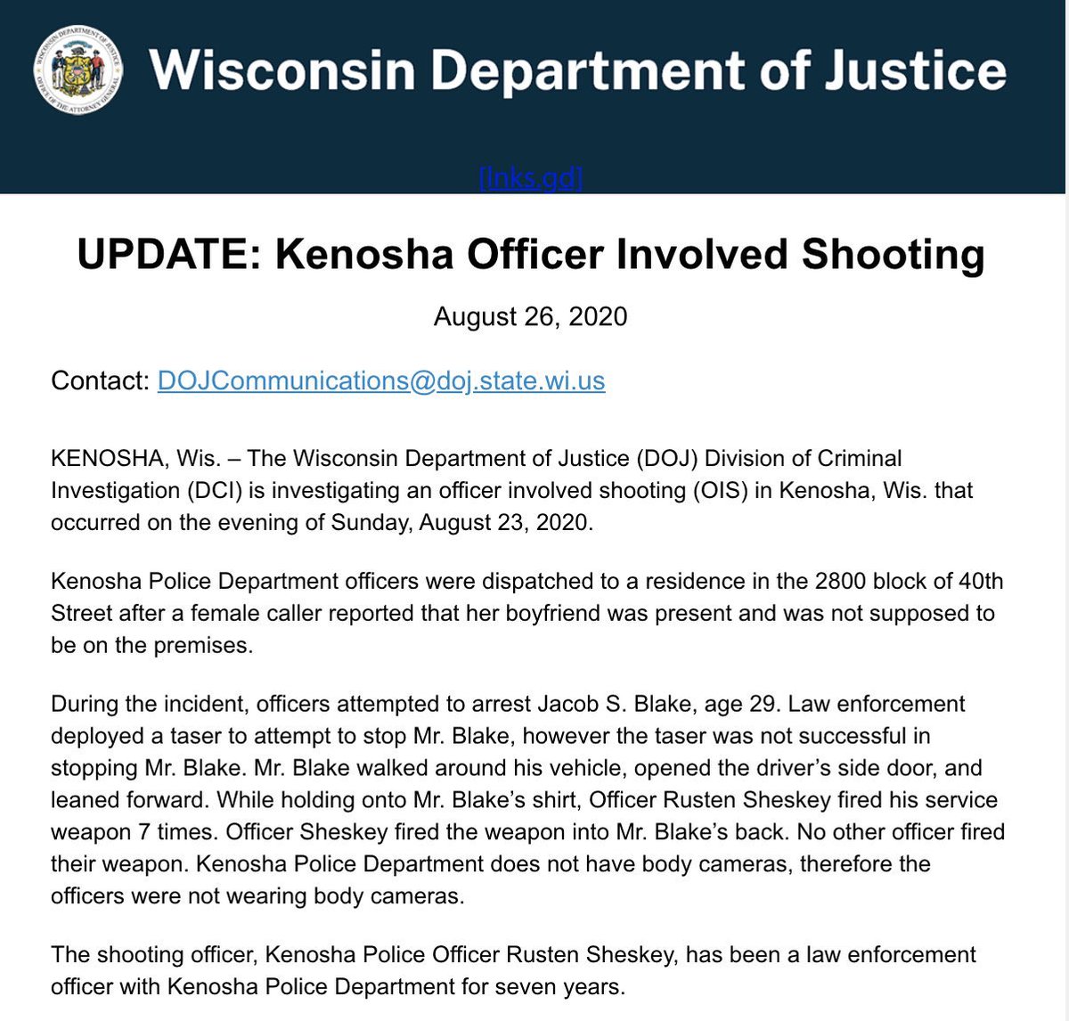 After a long week of questions we’re finally getting an initial account of what happened during the  #JacobBlake shooting from the  @WisDOJ