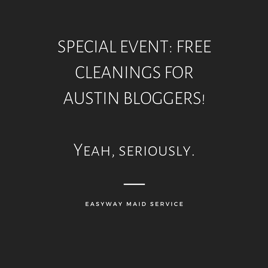 easywaymaids's tweet image. Professional Austin bloggers: DM us to get a free home cleaning. It&apos;s first-come-first-served, no strings attached!

We&apos;re just givin&apos; out free cleanings - sign up before our spots fill up!

#austinblogger
#atxblogger
#austinblog
#austinbloggers
#easywaymaidservice
#easywaymaids