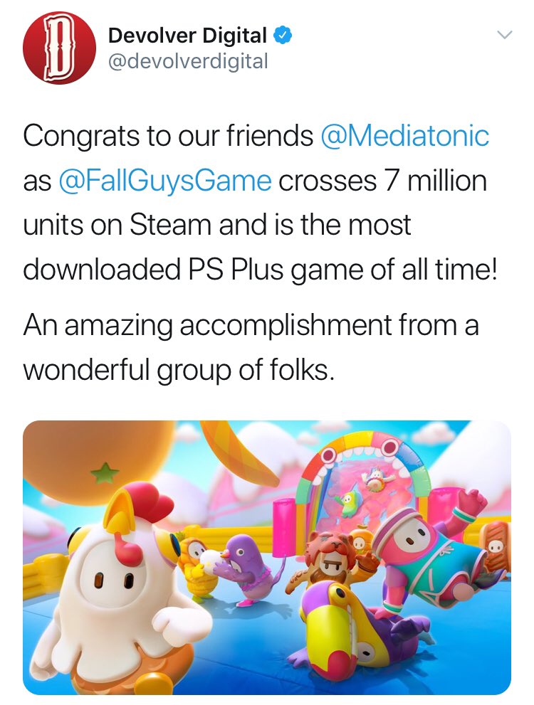Fall Guys has been downloaded 7m times on Steam