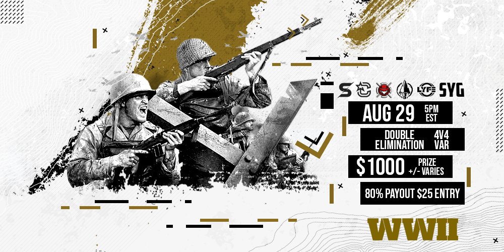 Cheetowunga's tweet image. Lord of the Throwbacks #11

🎮World War II 4v4 Variant

🗓Saturday August 29th - 5:00 PM EST

🕹PS4

🎁MVP Prize 1 copy of Cold War
 
💵$25 Entry - DM to signup

❗️BO5 Winners - BO3 Losers

🎥Casted Matches

Seed based off of signup order

(only accepting payment through cashapp)