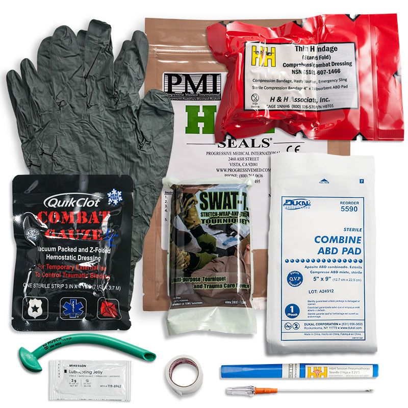 Minimum IFAK contents are a tourniquet, a bandage (Israeli style work well), chest seals (2), & a marker. You can get more advanced kits, but only let trained people use advanced items (Nasopharyngeal & Decompression Needle). You can save a life. We need these on the streets now!