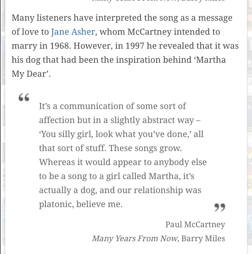 as everyone knows, paul wrote a song for her called "martha my dear" which he also plays every instrument on. it was originally a piano exercise then the song came to him as he practiced.