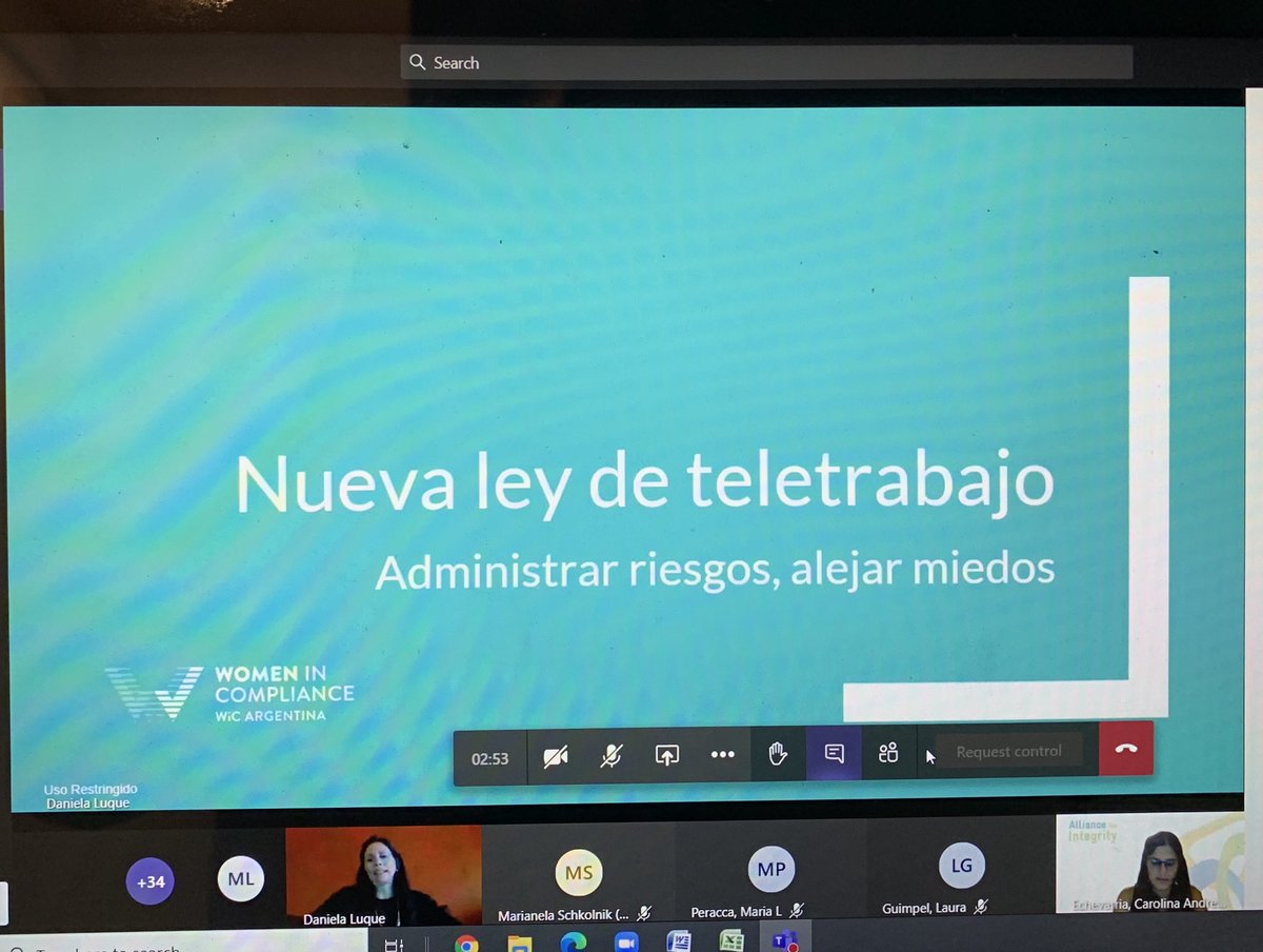 KpKucyk's tweet photo. Nuestra socia @KariKucyk participó hoy del encuentro mensual de Women in Compliance (WICAr) en el cual se debatió sobre la Ley de Teletrabajo #compliance https://t.co/mH4Q9Zw5Pf
