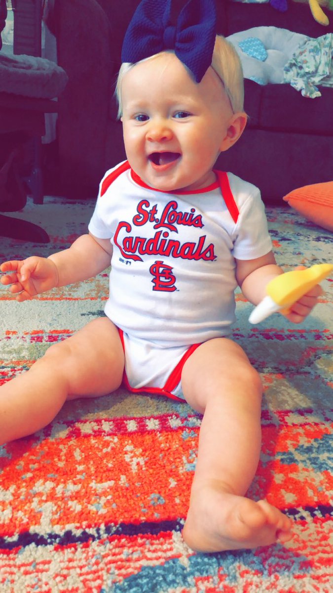Hornetsfan1972's tweet photo. My granddaughter is excited and ready for the @Cardinals series clinching win tonight!!! Let’s Go Redbirds!!! #Halee https://t.co/h5GRC45LQz