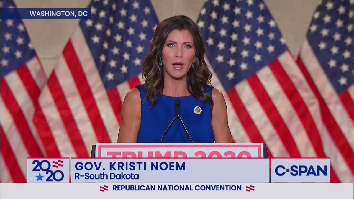 The first speaker of night three of the RNC is Gov. Kristi Noem of South Dakota, who recently encouraged a coronavirus superspreader event at Sturgis