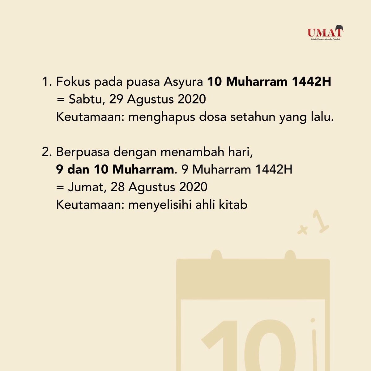 ØªÙˆÙŠØªØ± M Abduh Tuasikal Ø¹Ù„Ù‰ ØªÙˆÙŠØªØ± Fokuslah Pada Puasa Asyura 10 Muharram Meskipun Tidak Berpuasa Pada 9 Muharram Karena Keutamaan Puasa Asyura Yang Luar Biasa Https T Co Seicnldatr Yuk Retweet Pesan Ini Agar