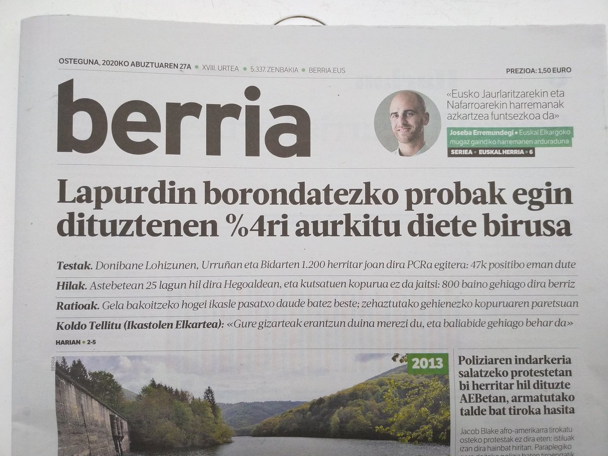 Egunkari nazionala zer den? Azalean, zoritxarrez hemengo askok Frantzia esaten dioten, horri buruzko informazioa ematen duena Euskal Herriak duen bertako eta berezko hizkuntza bakarrean. https://t.co/o4iR76vBKH