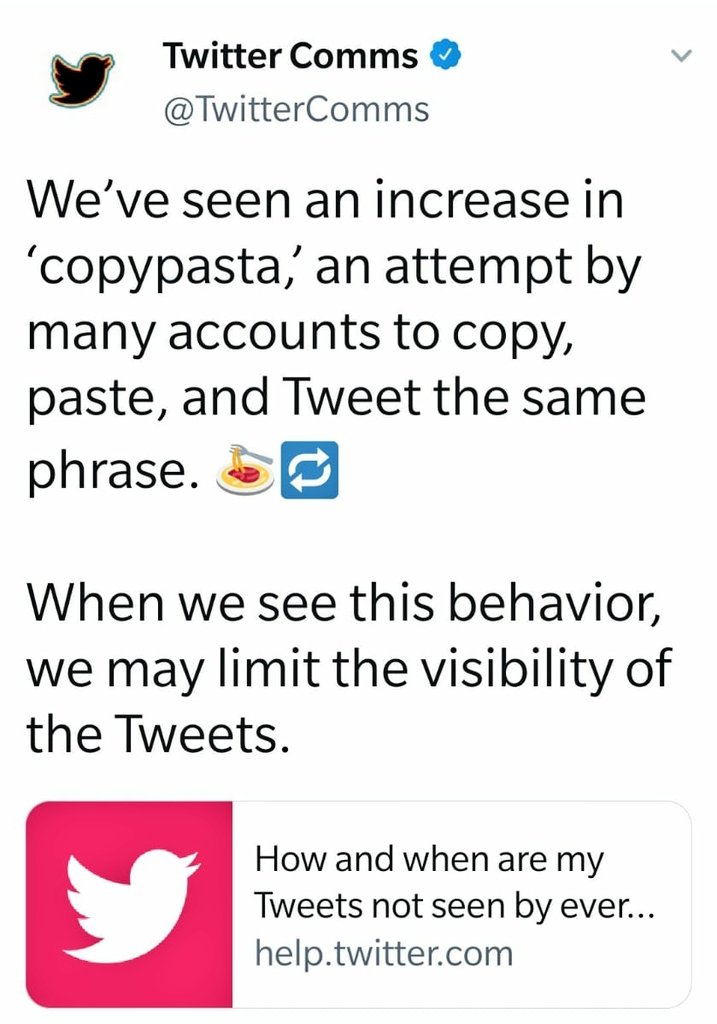 Twitter to limit visibility of 'copypasta' tweets