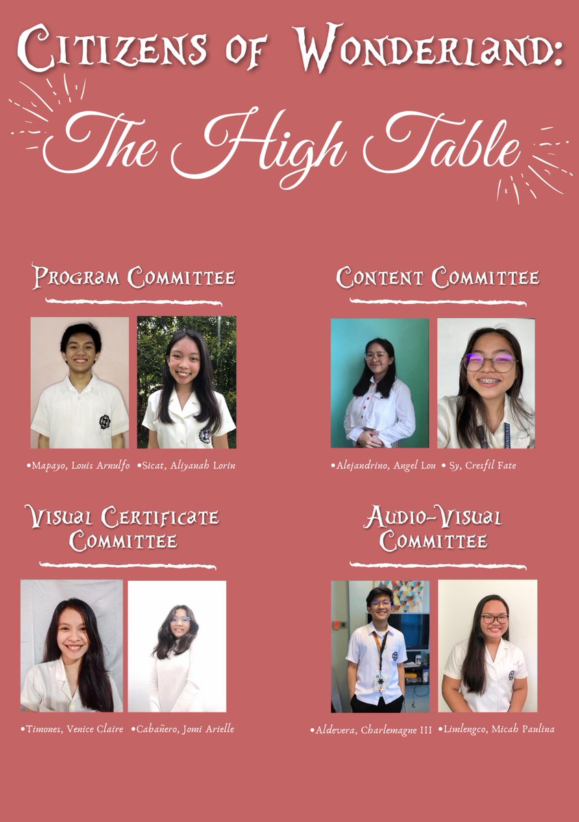 (late) Our event is almost coming to an end, so before that, we would likeexpress our biggest gratitude to The High Table or the Core Committee for preparing for today& #39;s event. There would be no Lithium& #39;s Wonderland: A Virtual Recognition, if it weren& #39;t for them. Thank you…