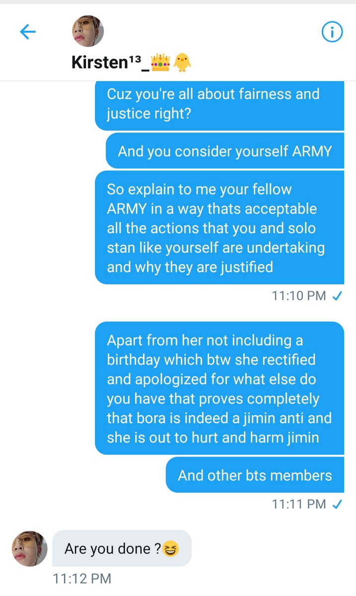 Anyways I kept at it and made sure to throw their own logic back them cuz they are like its all about fairness and they are in fact the true army (bullshit) and are actually thinking logically so i gave them a chance to show me proof of that+