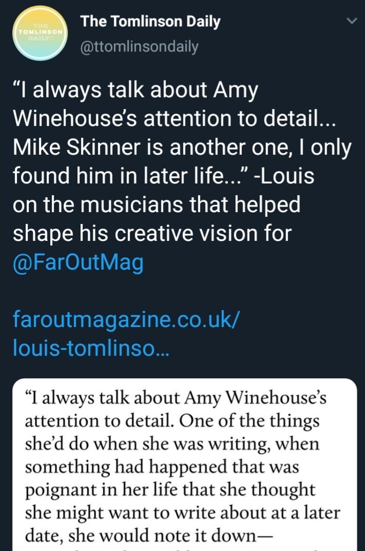 Another female artist that Louis always praise is Amy winehouse. He considered her an inspiration