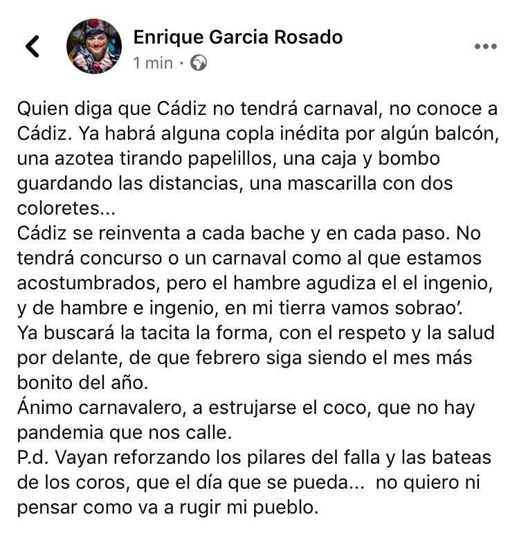 “Hay quien dice que Cádiz no tiene fiesta...”