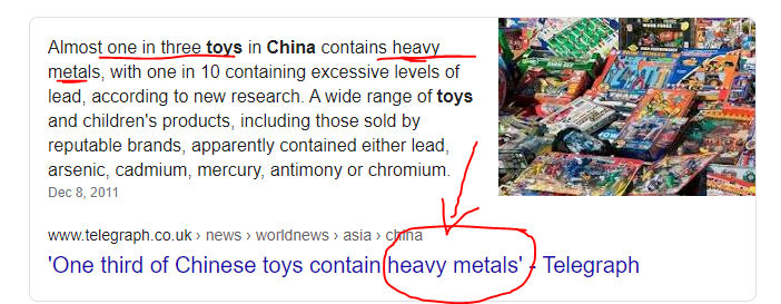 3/4 I am sure everyone here is aware of the Chinese products(including toys) in the market which look very good bt r otherwise toxic. Humans by nature seek visual stimuli and this is often exploited!!! Bt don't assume it happens only at market level.