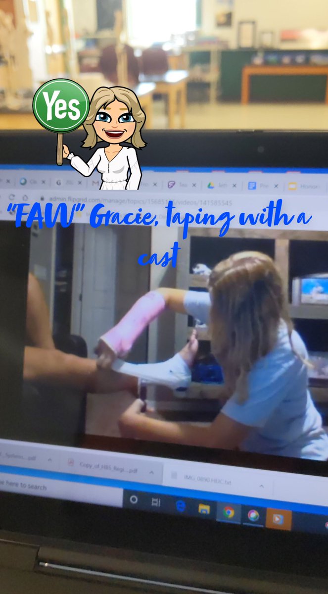Sports med 4 kids have been reviewing skills so we are ready for our athletes... Even with a fractured Radius Gracie is gettin' it done. 🧡💚 <a href="/CvSportsmed/">CVHS Sports Medicine</a> <a href="/WendyNorburg/">Wendy Norburg</a>