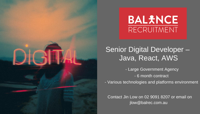Balance_Recruit's tweet photo. JOD! Full stack Java, React, AWS and Nodejs Developer wanted for a start up type digital lab within a large NSW government organisation. Call Jin for info 02 9091 8207 https://t.co/5tcFkRP8rf #balancerecruitment #itjobs #developerjobs https://t.co/wVHSgXsTmq