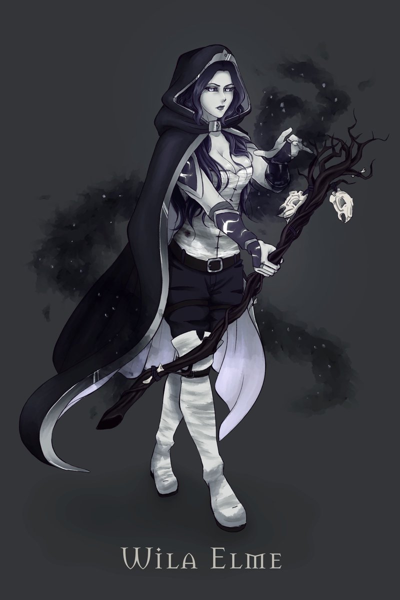 JeiGoWAY's tweet photo. Another of @xXTeaChanXx ! The "Goth Babe", Wila Elme! She's a Fallen Aasimar, Circle of Spores Druid!

#DnD #DnDart https://t.co/euqjQ4YATT
