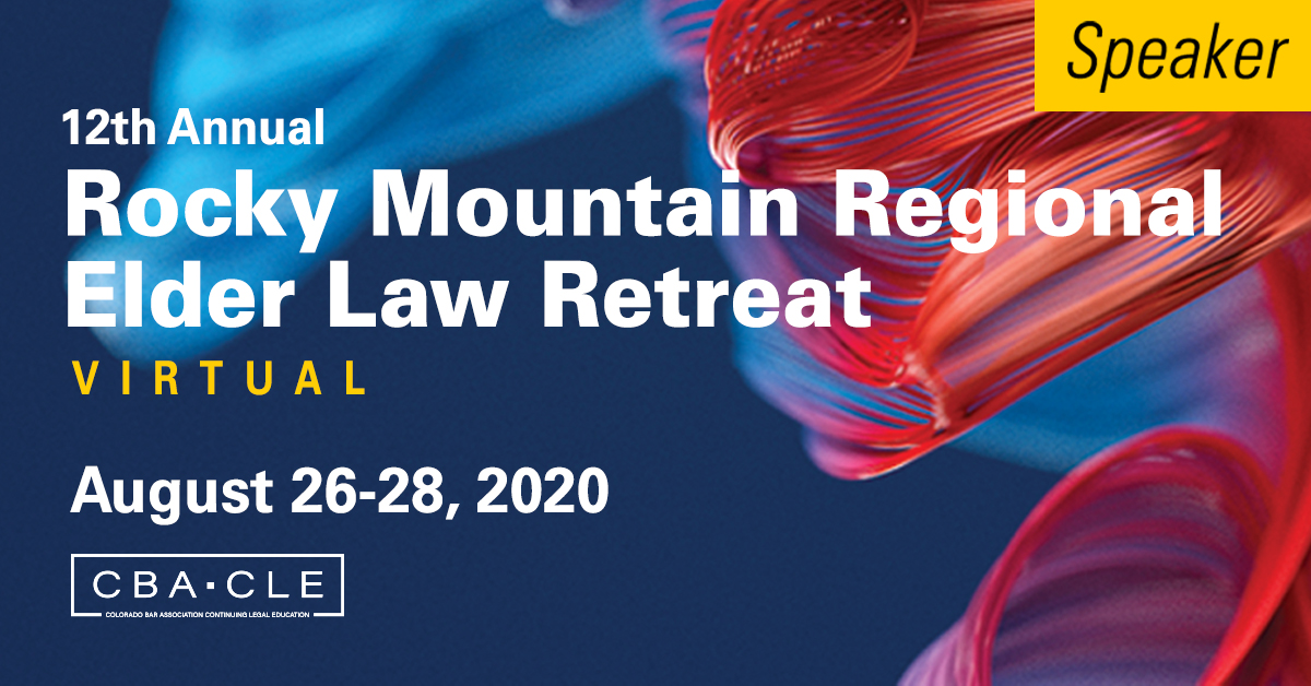 MDoughertyCO's tweet photo. Our office is excited to present tomorrow -- at the 12th Annual Rocky Mountain Regional Elder Law Retreat. @cleincolorado #ELRetreat2020 #CBACLE.
Hope you can attend this important training program. Register here https://t.co/STZplkmp85 https://t.co/3VvyGTEYI5