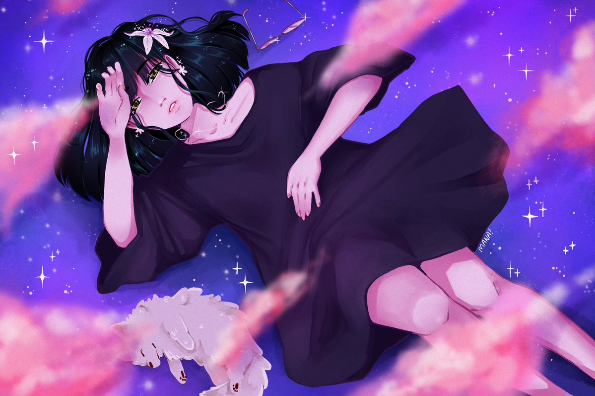 SparklingMana's tweet photo. It's so late in the night, my mind is drifting away 🌙✨

I can't wait for the release 💗 0829 💗 Thank you for all your beautiful music 💕 
#DreamyNight  #ComfiBeats #LilyPichu #Illustration  @LilyPichu https://t.co/0C2P3zqLHp https://t.co/jESDIFUpof