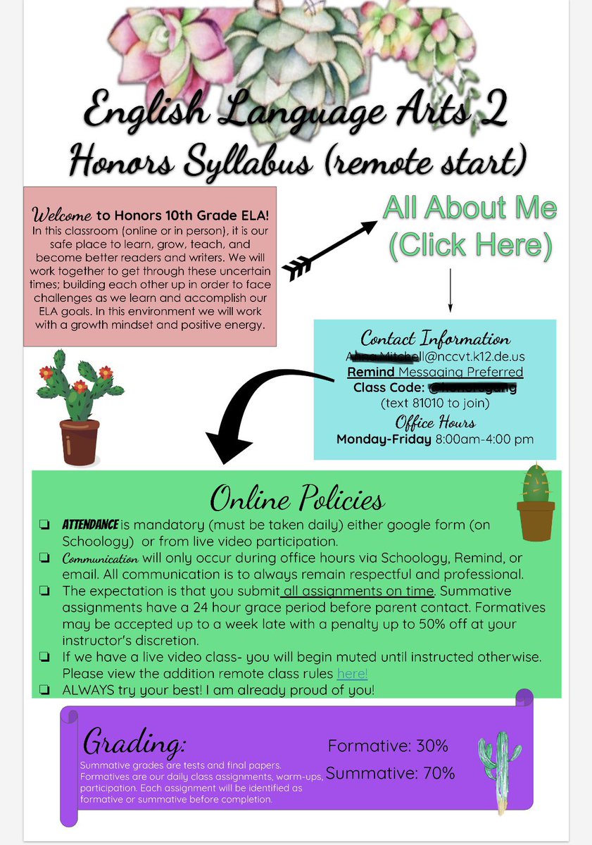 Ms_MitchellELA1's tweet image. Finally finished up my interactive syllabus and yes, I have a succulent theme for my kids this year🤷🏼‍♀️ #herestoyear4 #EdTech2020 #nccvtworks