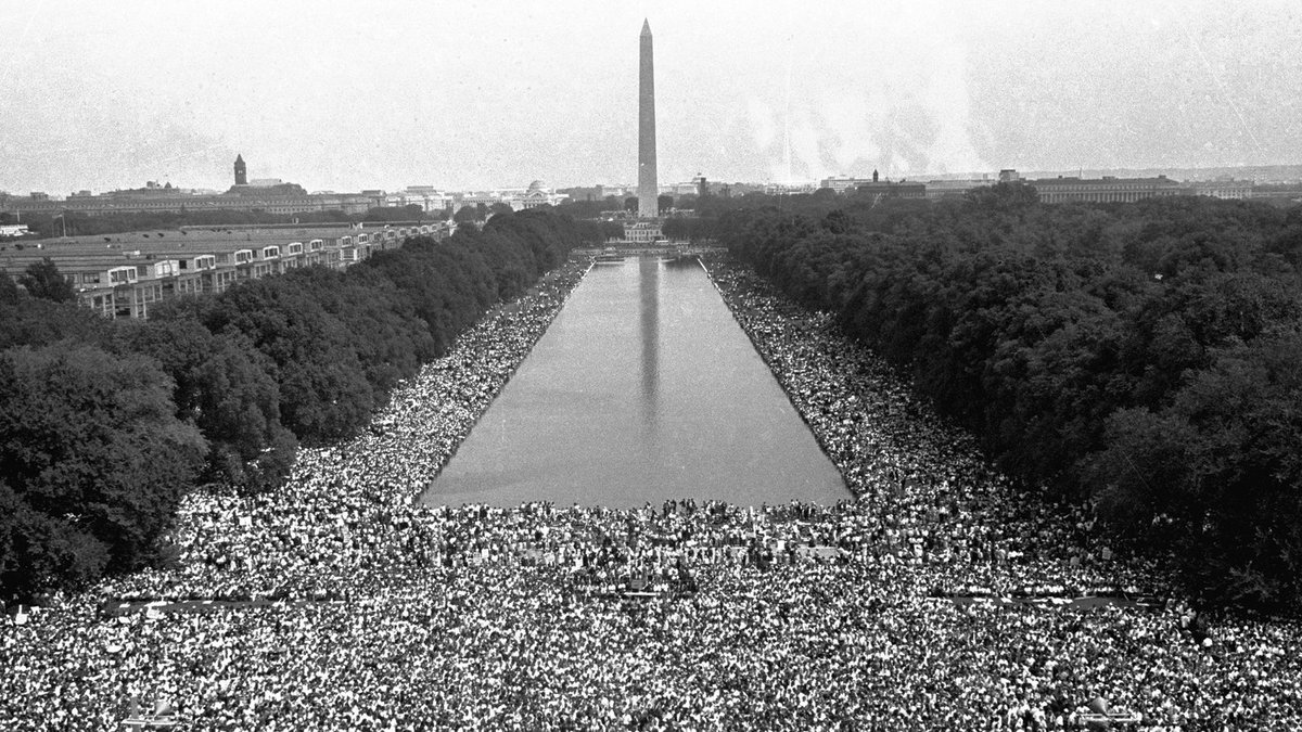 TwinsAlmanac's tweet photo. August 27–28, 1963: The #MNTwins and Senators games are rescheduled for the 29th due to the March on Washington for Jobs and Freedom.

Minnesota native Bob Dylan performed prior to Martin Luther King Jr.'s "I Have a Dream Speech." Roy Wilkins was also a key organizer of the event https://t.co/KtKA3bkMnC