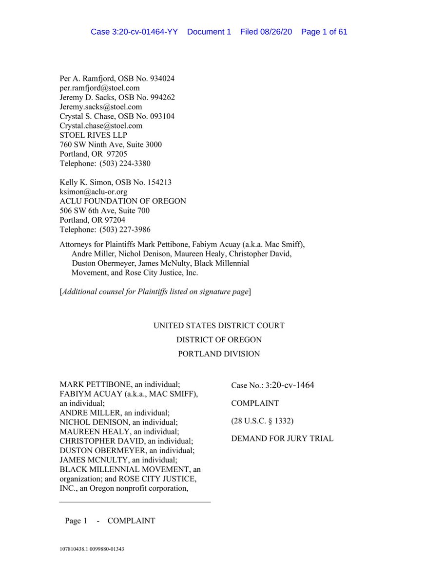 Plaintiffs Mac Smiff, Andre Miller, Mark Pettibone, 3 plaintiffs who are VeteransChristopher DavidDuston ObermeyerNichol DenisonFRVA LOLs  @DHS_Wolf so forked“Defendants’ actions unlawful...and awarding them economic damages for the violation of their constitutional rights”