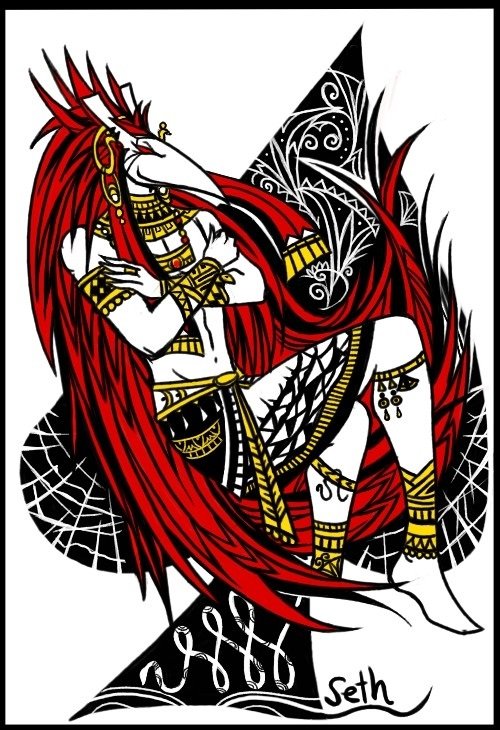 スミスge隠れ穴水族館 戦争の守護神 セト神の宝飾品とトランプ エジプト神 イラスト好きな人と繋がりたい オリジナル イラスト