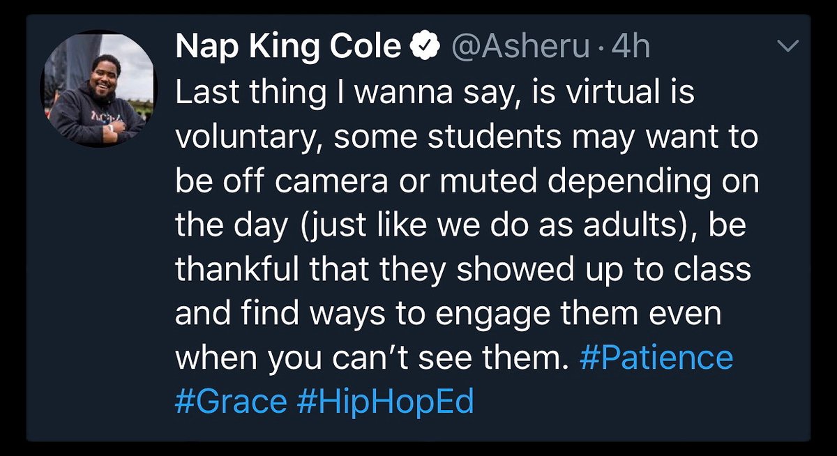 Especially during these turbulent times...
#Patience #Grace #Acknowledgement
@Asheru #STEM #HipHopEd
#TeachLikeTheWorldisOnFire
[... because it is.]