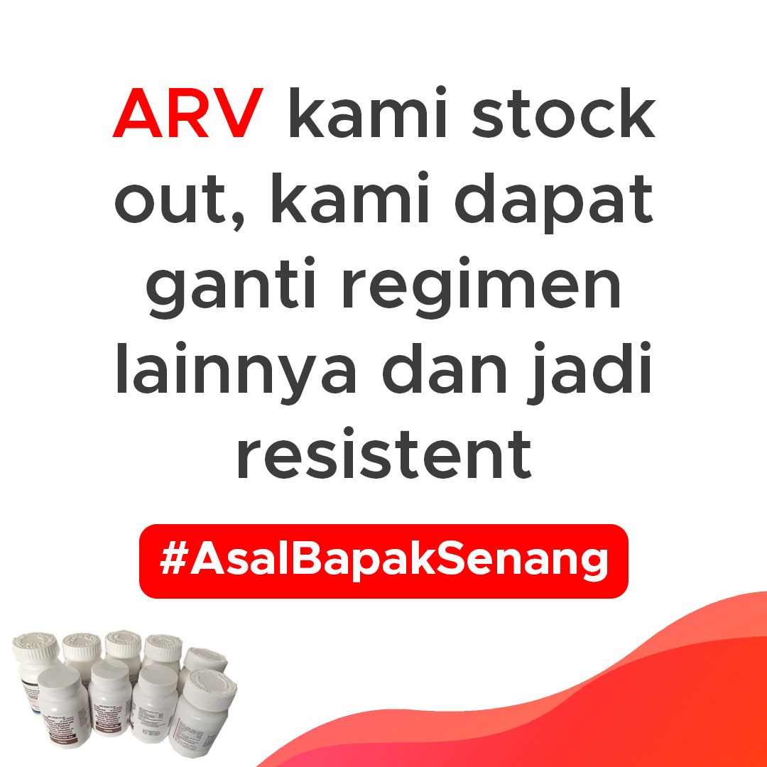 ARV Kami Stock Out, jadi kami diganti regimen obatnya, trus jadi resistent dong 😭
.
#AsalBapakSenang #merdekastockarv