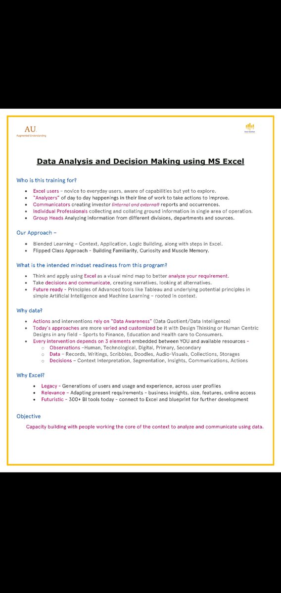 augstand's tweet image. Learning MS #Excel in just 2 weekends - 10 hours

Years of learning now packed in 10 hours.

Our weekend batch starts on Aug 29 - in 10 hours you will start exploring the possibilities of analytics using MS Excel like never before.

Register here: bit.ly/3jcUV4i