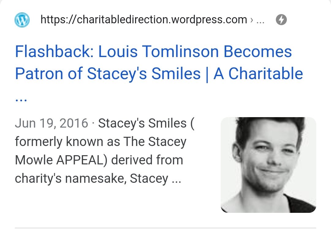 he's a patron of stacey's smiles; a charity destined to help families affected by childhood cancer