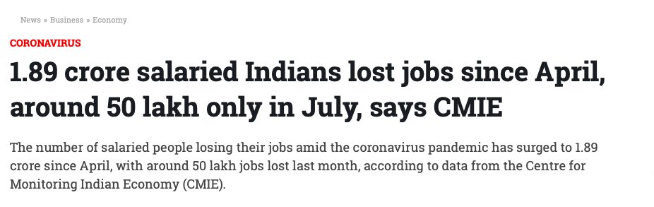 Only around 2 crore salaried Indians lost their job. I mean if one can't see that as a positive, then they should check their eyes checked for colour blindness. 18/n