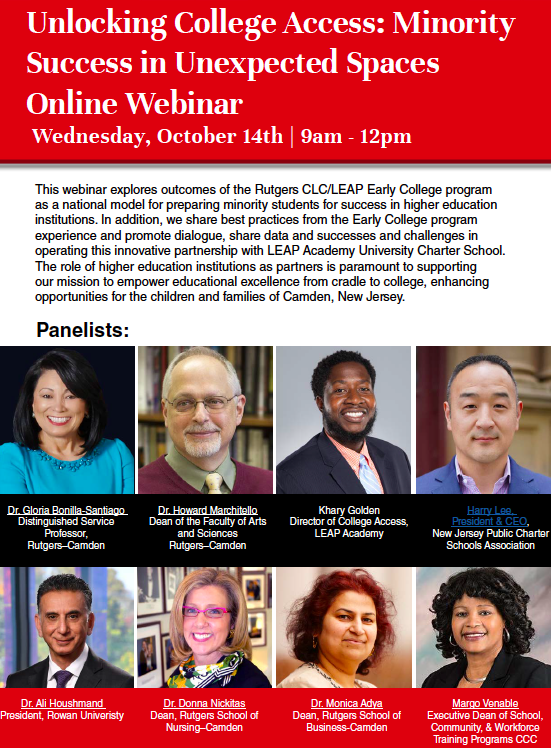 Reminder! Join us on October 14th for a webinar that explores outcomes of the LEAP/Rutgers CLC Early College program. Register at no cost here:
rutgers.webex.com/mw3300/mywebex…