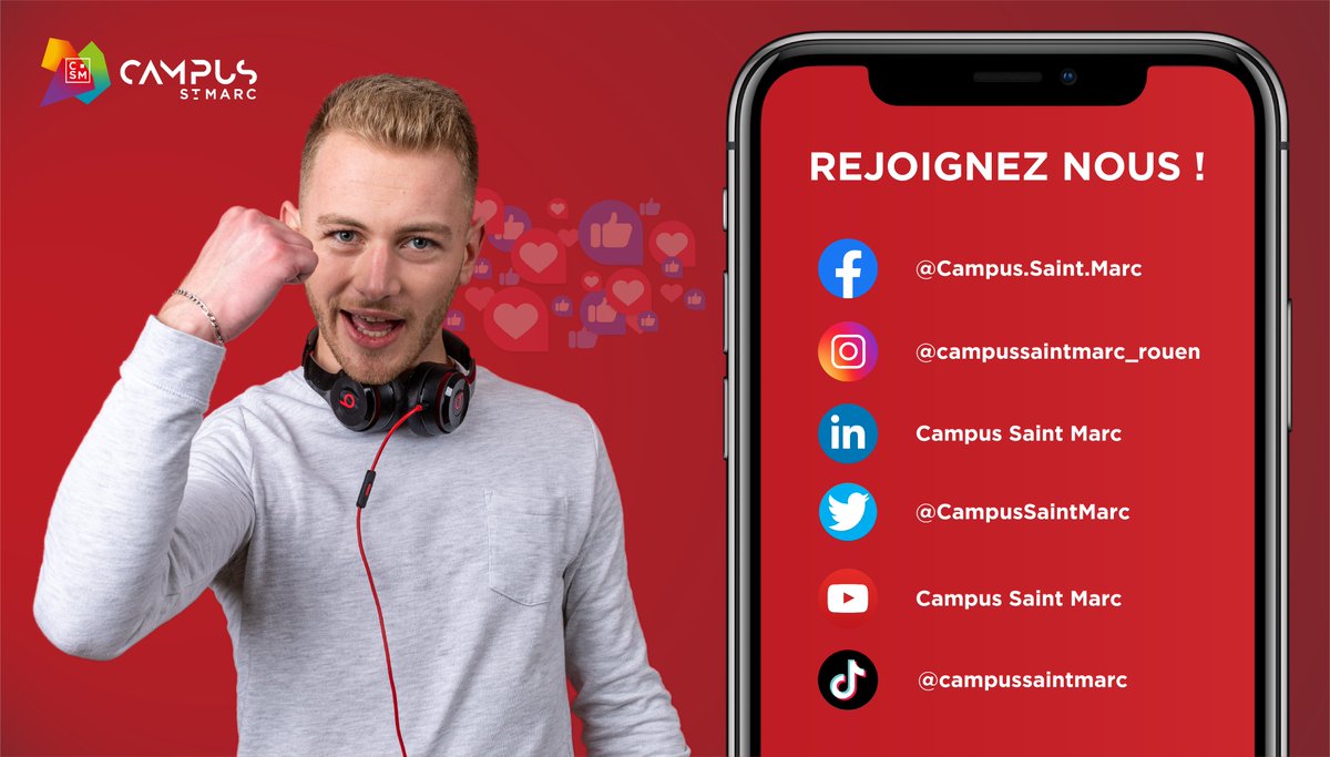 Vous souhaitez suivre l'actualité du Campus 🙋‍♀️ ? Découvrir des retours d'expérience d'anciens étudiants 👨‍🎓 ? Apprendre grâce à nos tutos vidéos 📲 ? Alors suivez nous sur nos différents Réseaux Sociaux ! N'hésitez pas à partager votre expérience avec le #WeAreCampus
