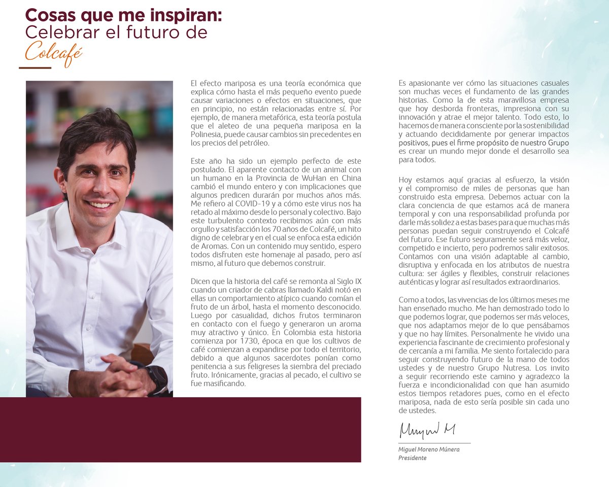 Un mensaje para el equipo de colaboradores de Colcafé durante estos tiempos retadores a través de nuestra revista interna. #ColcaféUnaPasiónQueNosUne