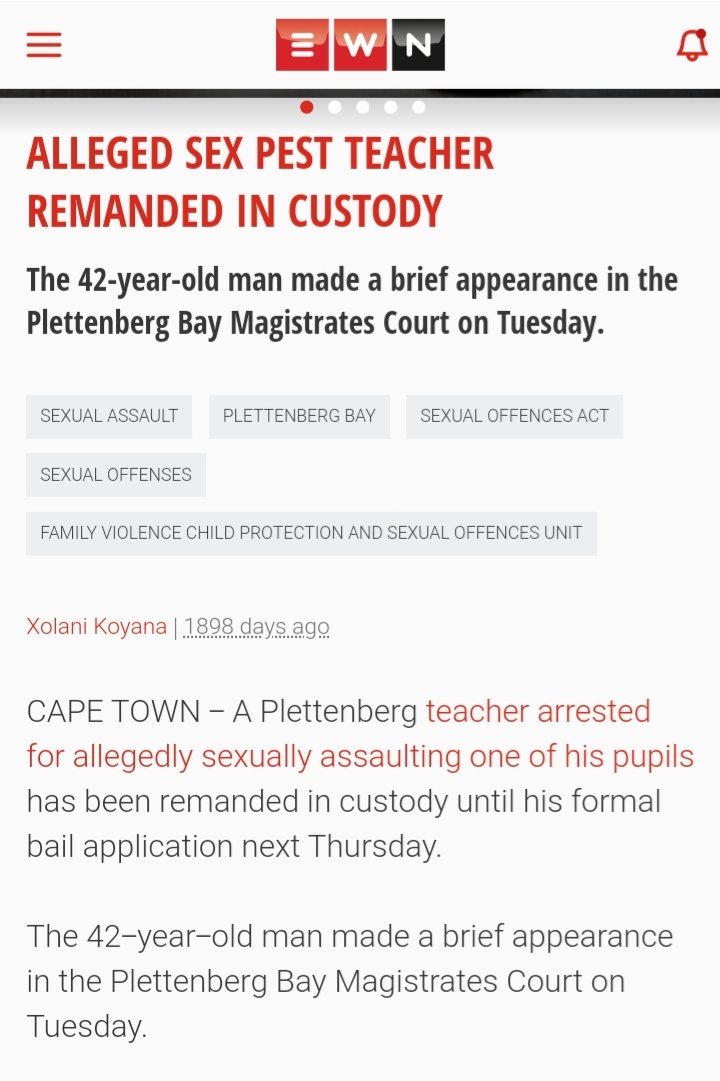 Plett - a teacher accused  #ChildAbuseSA